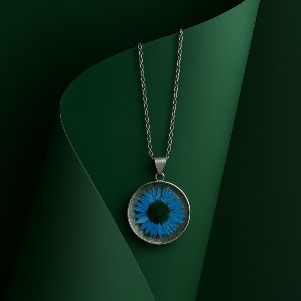 Ocean Bloom Resin Pendant Necklace