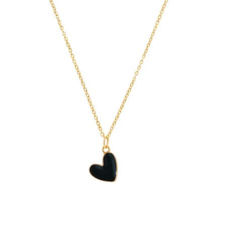 Midnight Heart - Black Enamel Heart Necklace